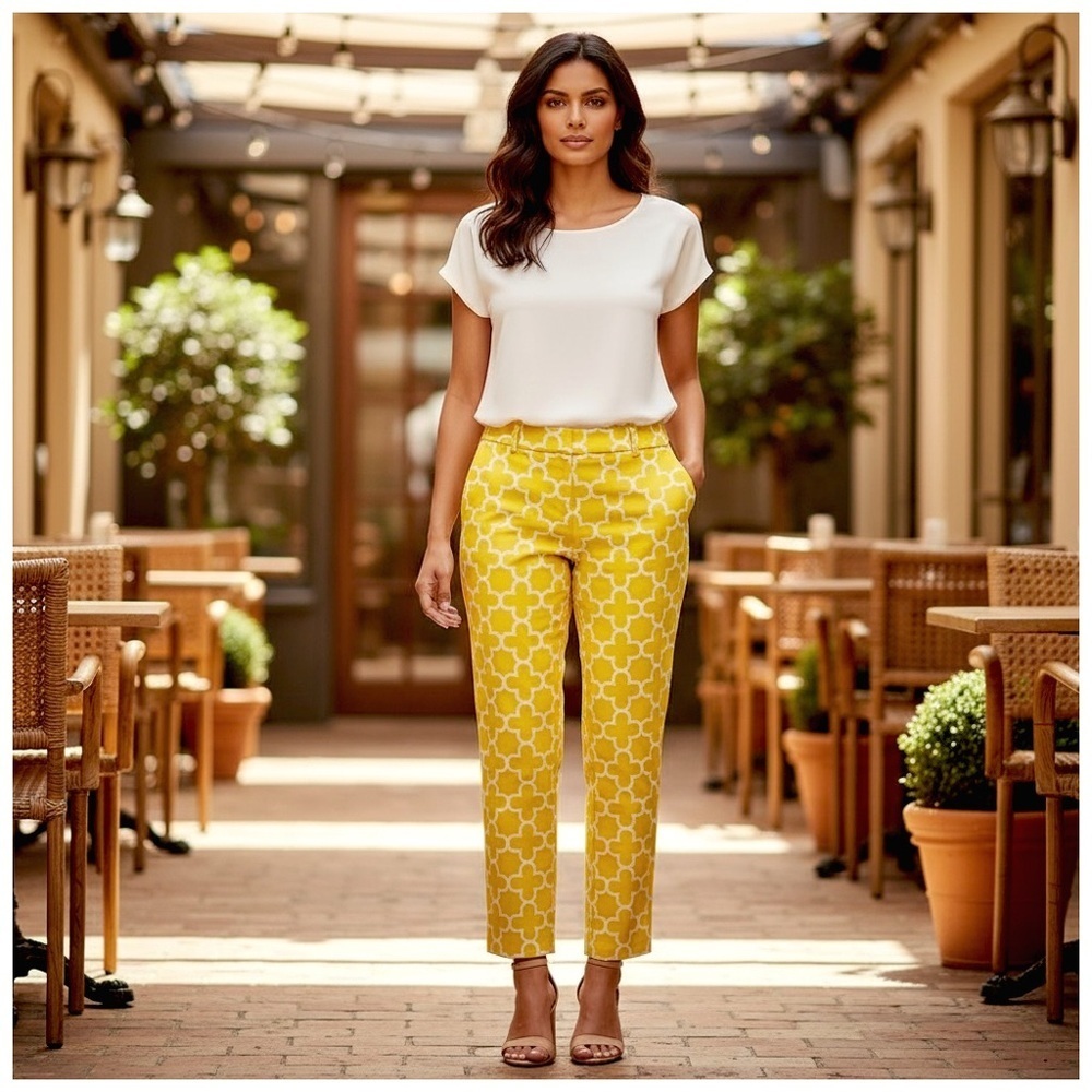 Elliott Lauren Vintage Patterned Women's Jacket & Pants Set. Yellow. Size 6 - Picture 10 of 15